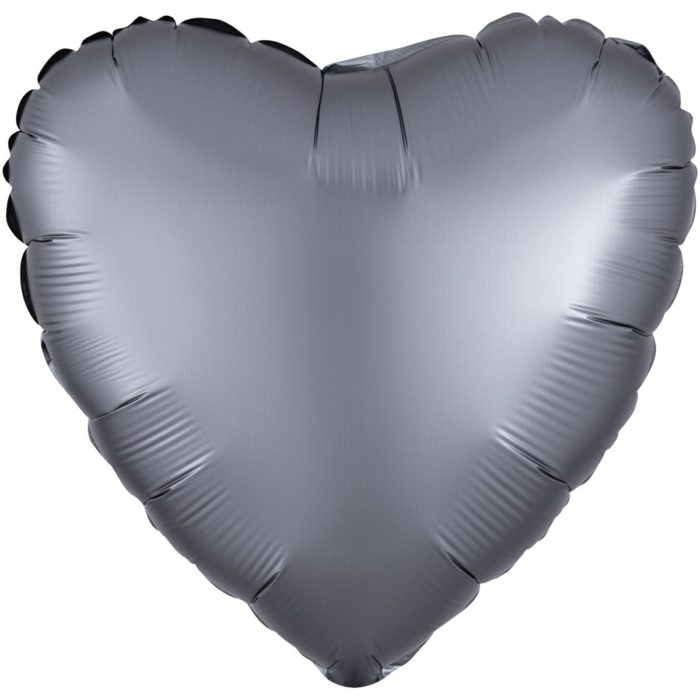 Шар фольгированный Сердце сатин графит 18 дюймов