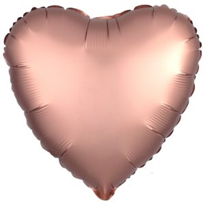 Шар фольгированный Сердце сатин розовое золото 18 дюймов
