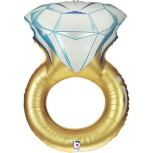 Шар фольгированный Свадебное кольцо золотое