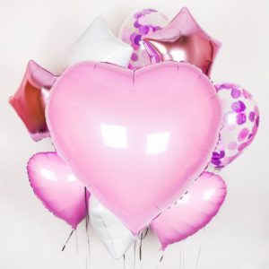Набор шаров для женщины Большое розовое сердце