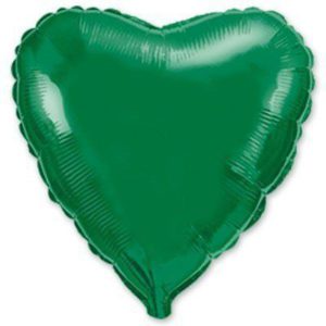 Шар фольгированный Сердце металлик зеленое 18 дюймов