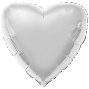 Шар фольгированный Сердце металлик серебро 32 дюйма