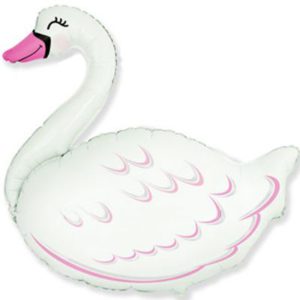 Шар фольгированный Лебедь бело-розовый