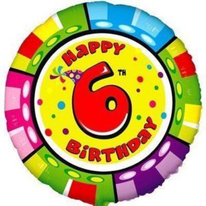 Шар фольгированный Круг Happy Birthday цифра 6