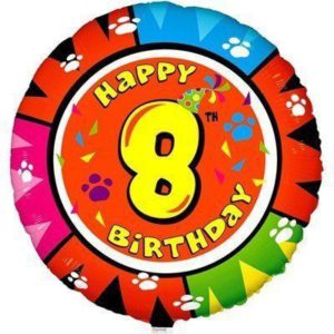 Шар фольгированный Круг Happy Birthday цифра 8