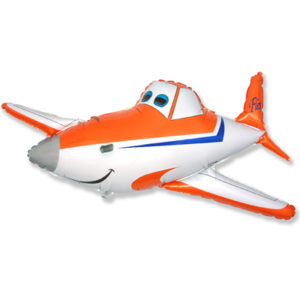 Шар фольгированный Самолет оранжевый