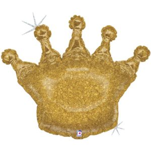 Шар фольгированный Корона золотая голография