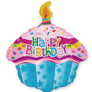 Шар фольгированный Happy Birthday Кекс со свечой
