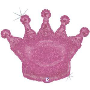 Шар фольгированный Корона розовая голография