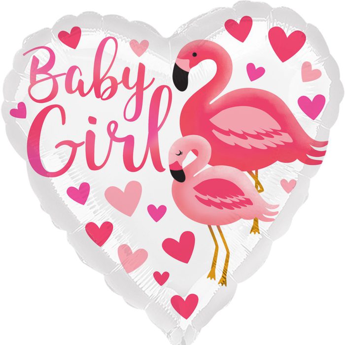 Шарик фольгированный Сердце Фламинго для девочки