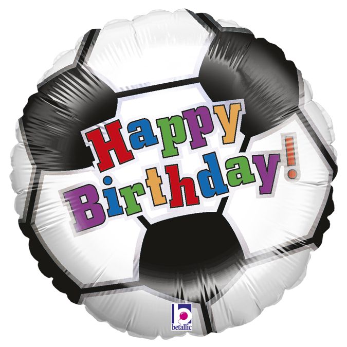 Шар фольгированный Круг Happy Birthday футбольный мяч