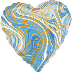 Шар фольгированный Сердце Агат голубой