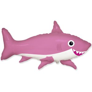 Шар фольгированный Акула веселая розовая