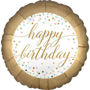 Шар фольгированный Круг Happy Birthday пастель конфетти