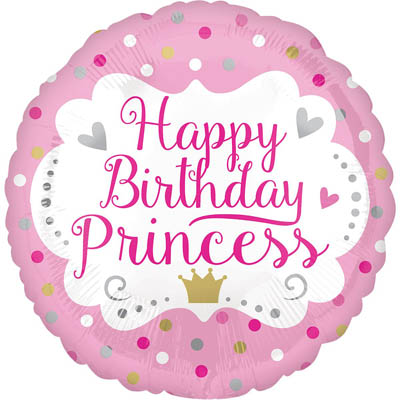 Шар фольгированный Круг Happy Birthday принцесса