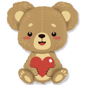 Шар фольгированный Медвежонок влюбленный с сердцем