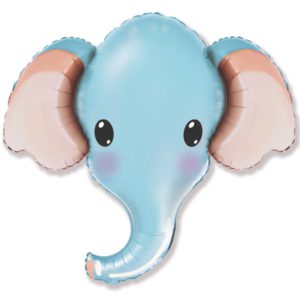 Шар фольгированный Слон голубой голова
