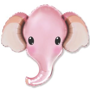Шар фольгированный Слон розовый голова