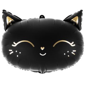 Шар фольгированный Кошечка черная с золотом