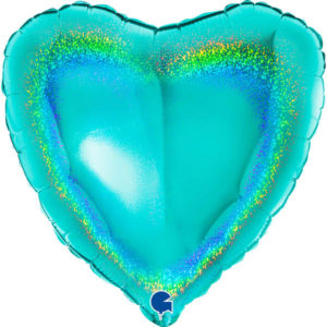 Шар фольгированный Сердце тиффани голография 18 дюймов