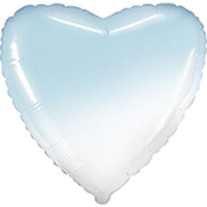 Шар фольгированный Сердце пастель бело-голубое 18 дюймов