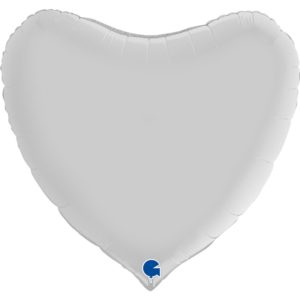 Шар фольгированный Сердце белое сатин 36 дюймов