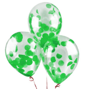 Шар воздушный с конфетти кружочки зеленые