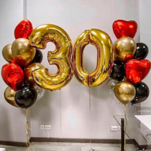 Комплект шариков 30 лет сердечки