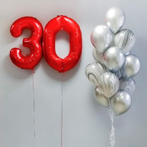 Гелиевые шары 30 лет красные