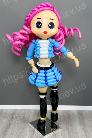 Кукла Лол с розовыми волосами из воздушных шариков