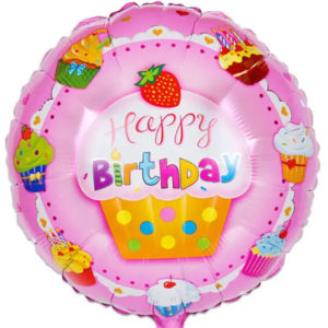 Шар Круг Happy Birthday кексы цветные
